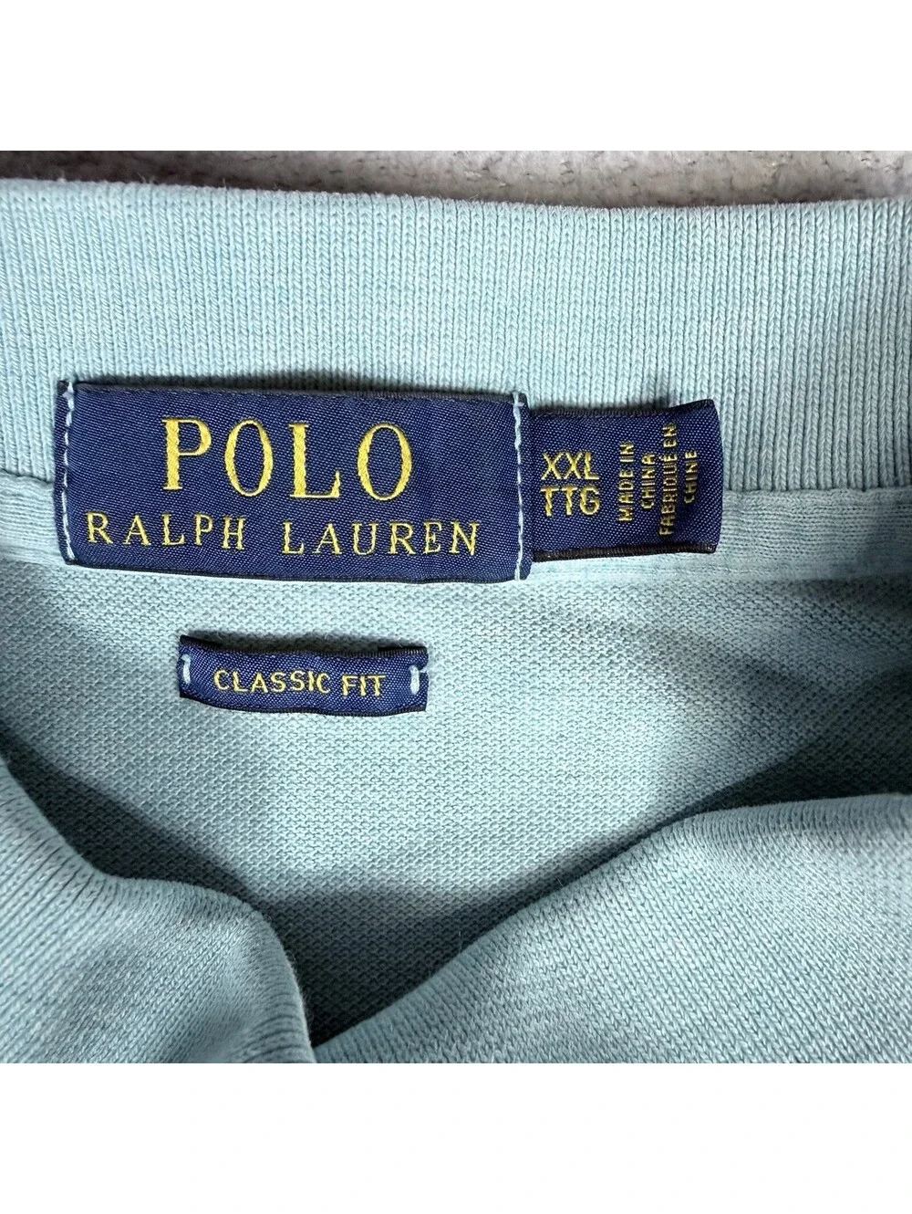 Polo Ralph Lauren Polo Shirt Mens 2XL Blue Green Blue Pima Soft Touch Flesh Pony